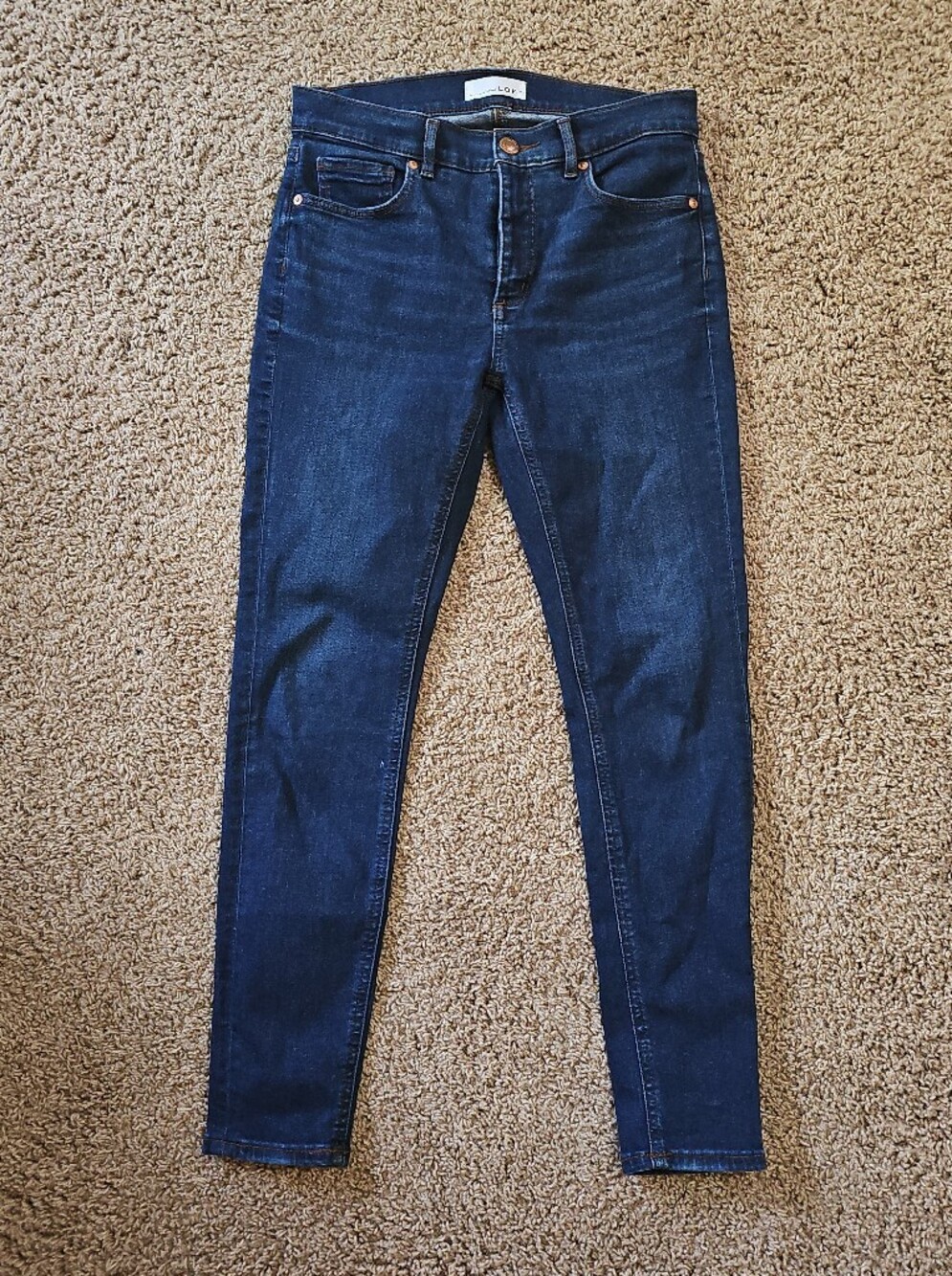 LOFT Dark Blue Denim Jeans with Copper Button
